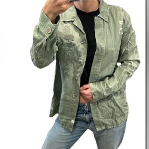 Treasure & Bond Distressed Military Utility Shacket Jacket Womens Size Small S